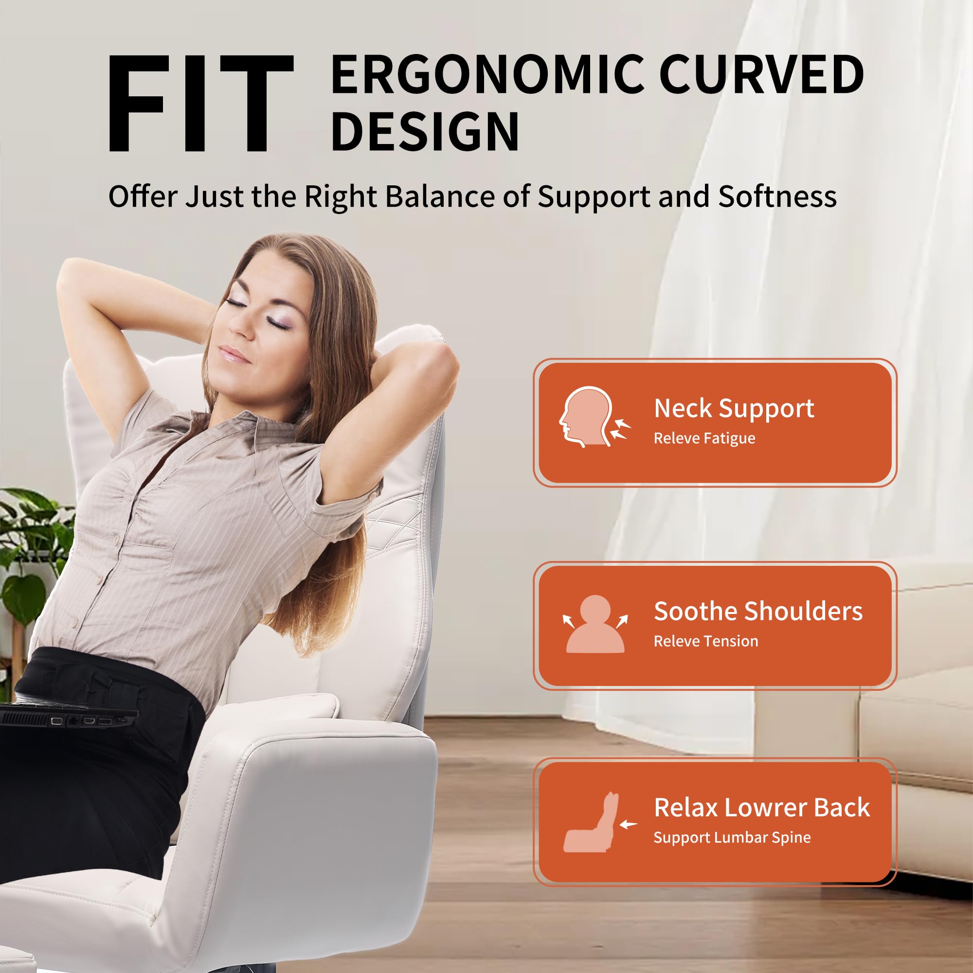 Criss Cross High Back Office Chair with Foot Rest, Ergonomic Cross Legged Desk Chair with Flip-up Armrest, Cozy Reclining 155°Swivel Chair for Home Office, Computer and Entertainment (Beige)