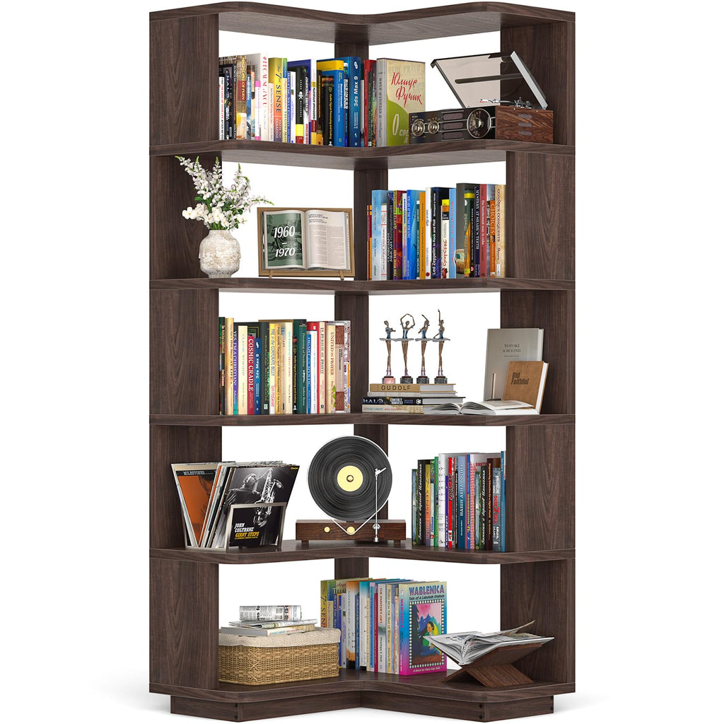 Corner Book Shelf, 6-Shelf L Shaped Corner Bookshelf with Baffle