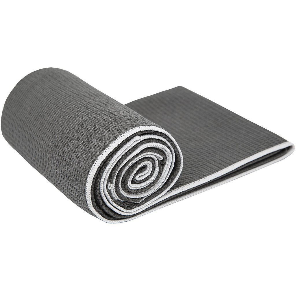 Stickyfiber Hot Yoga Towel - Silicone Backed Yoga Mat-Sized, Absorbent, Non-Slip, 24" x 72" Bikram, Gym, and Pilates - (Gray, Standard)