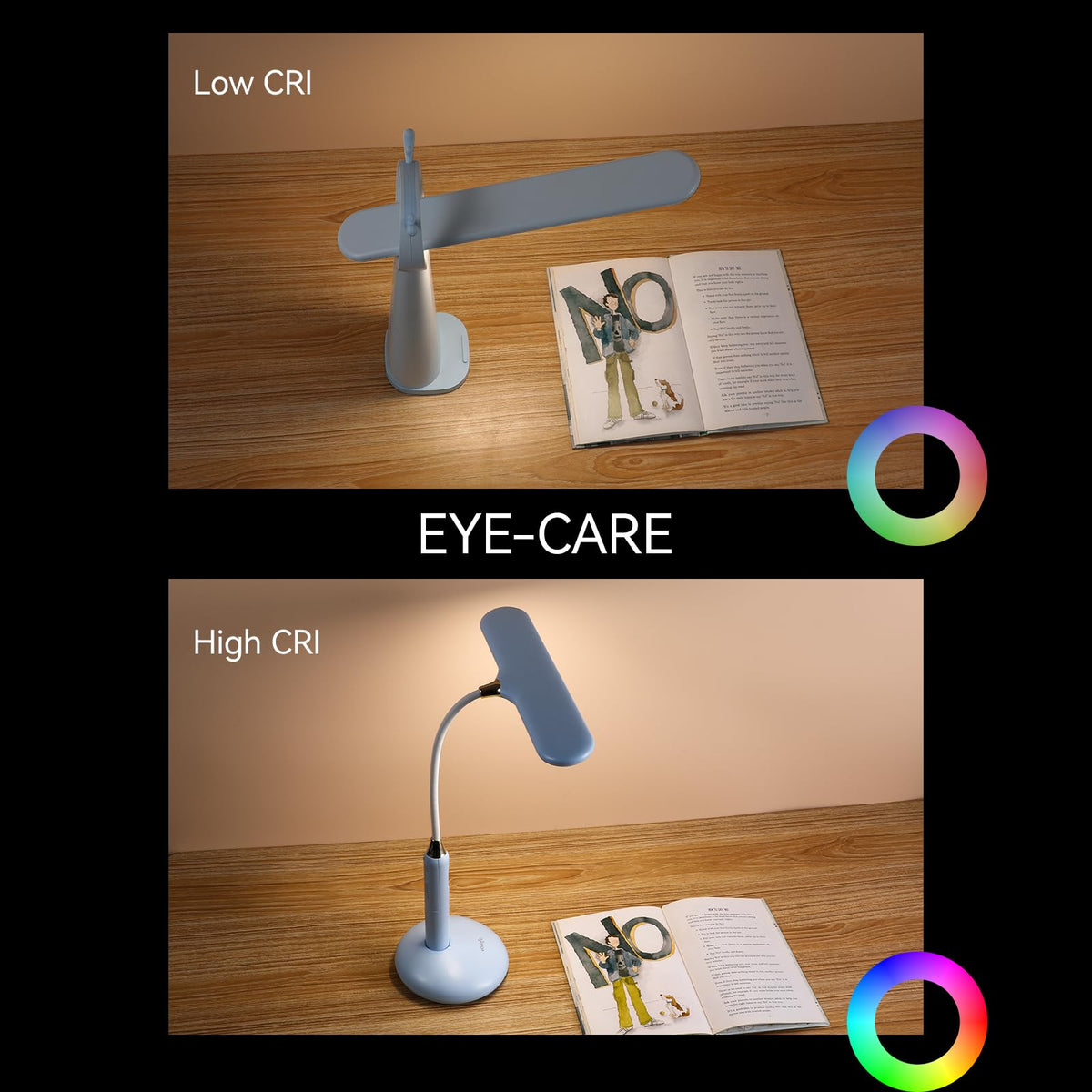 Wireless LED Desk Lamp 6778B - Touch Control, 2700-7000K Adjustable Color Temperature, 700 Lumens, 360° Gooseneck, USB-C Charging, 2.5 Hours Wireless Use, Eye-Caring Light (Blue)