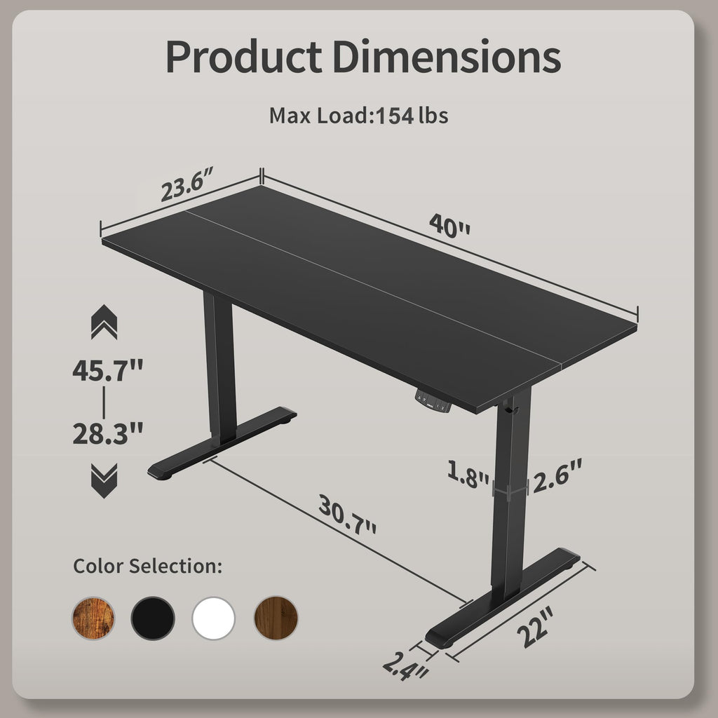 40 * 24 Inch Height Adjustable Electric Standing Desk, Black