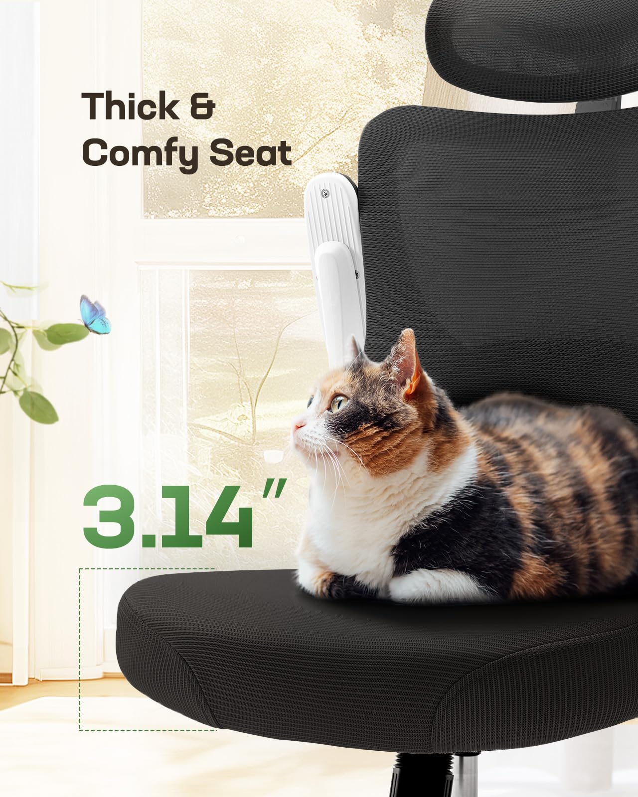 Ergonomic Office Chair: Office Desk Chair with High Back Mesh and Adjustable Lumbar Support Rolling Work Swivel Task Chairs with Wheel 3D Armrests and Headrest