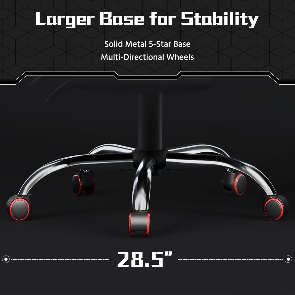 Gaming Chair, Video Game Chair with Massage Lumbar Support and Footrest Height Adjustable Ergonomic Computer Chair with Swivel Seat and Headrest, Black/Red