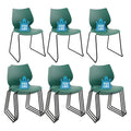 Set of 12, Stackable Waiting Room Chair, Stacking Office Chair with Ergonomic Lumbar Support and Metal Legs, Plastic Desk Chairs for Conference School Church Guest Reception, Green