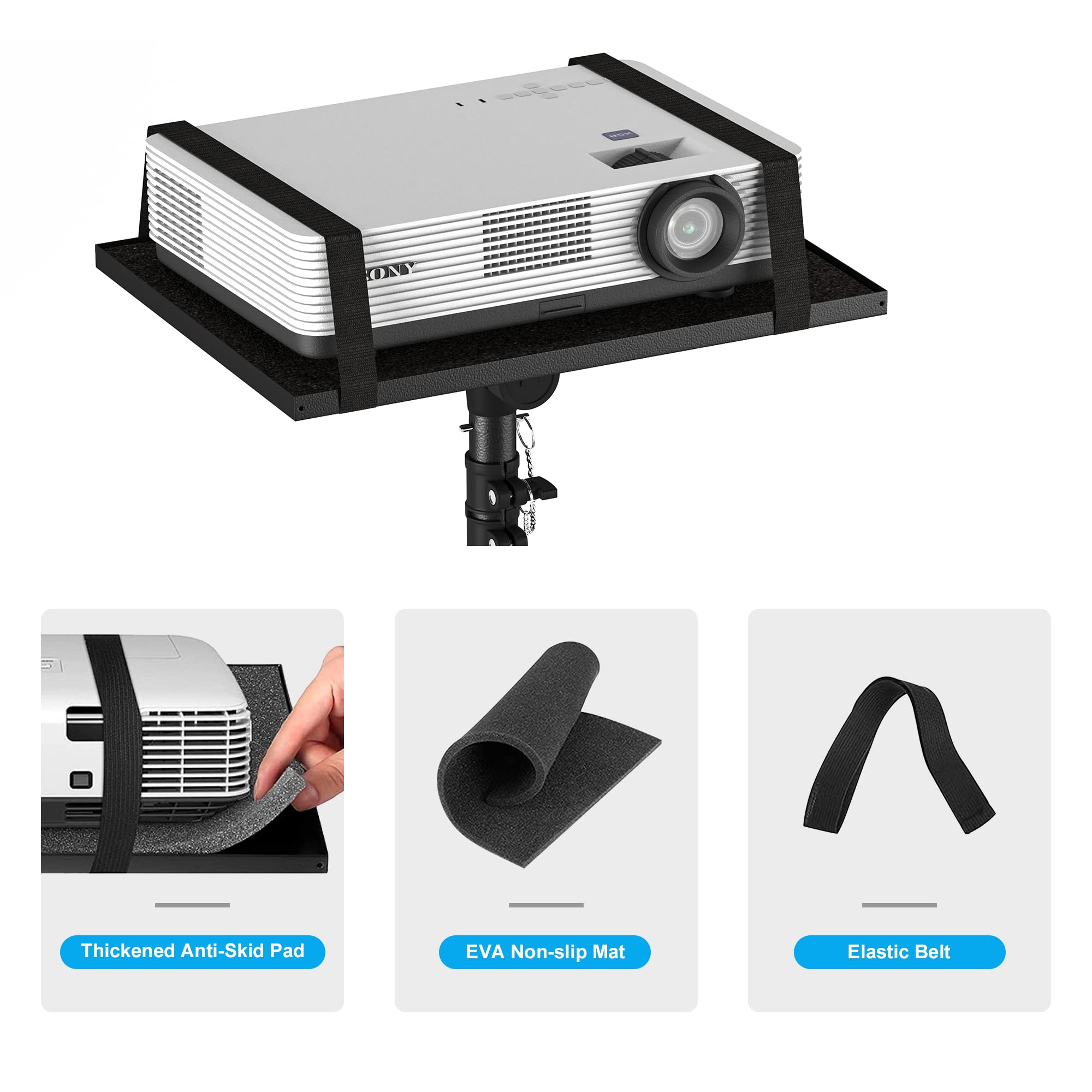 Projector Stand Tripod Adjustable, Laptop Height from 23.5 to 63.5 inches with Gooseneck Phone Holder, Floor for Office, Home, Stage, Studio, DJ Racks Holder Mount, 23.5inch-63.5inch