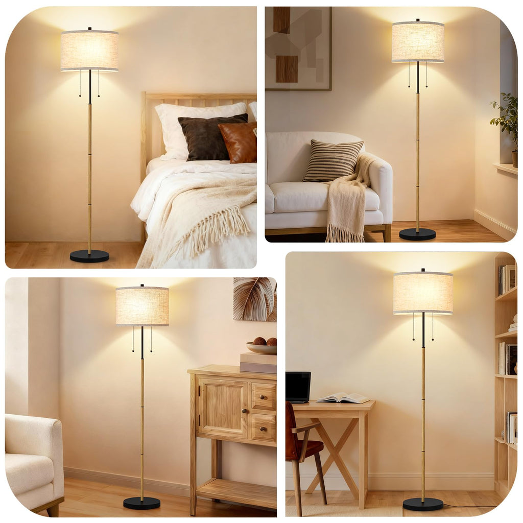 Floor Lamp, 62" Standing Lamp for Living Room with Fabric Lampshade