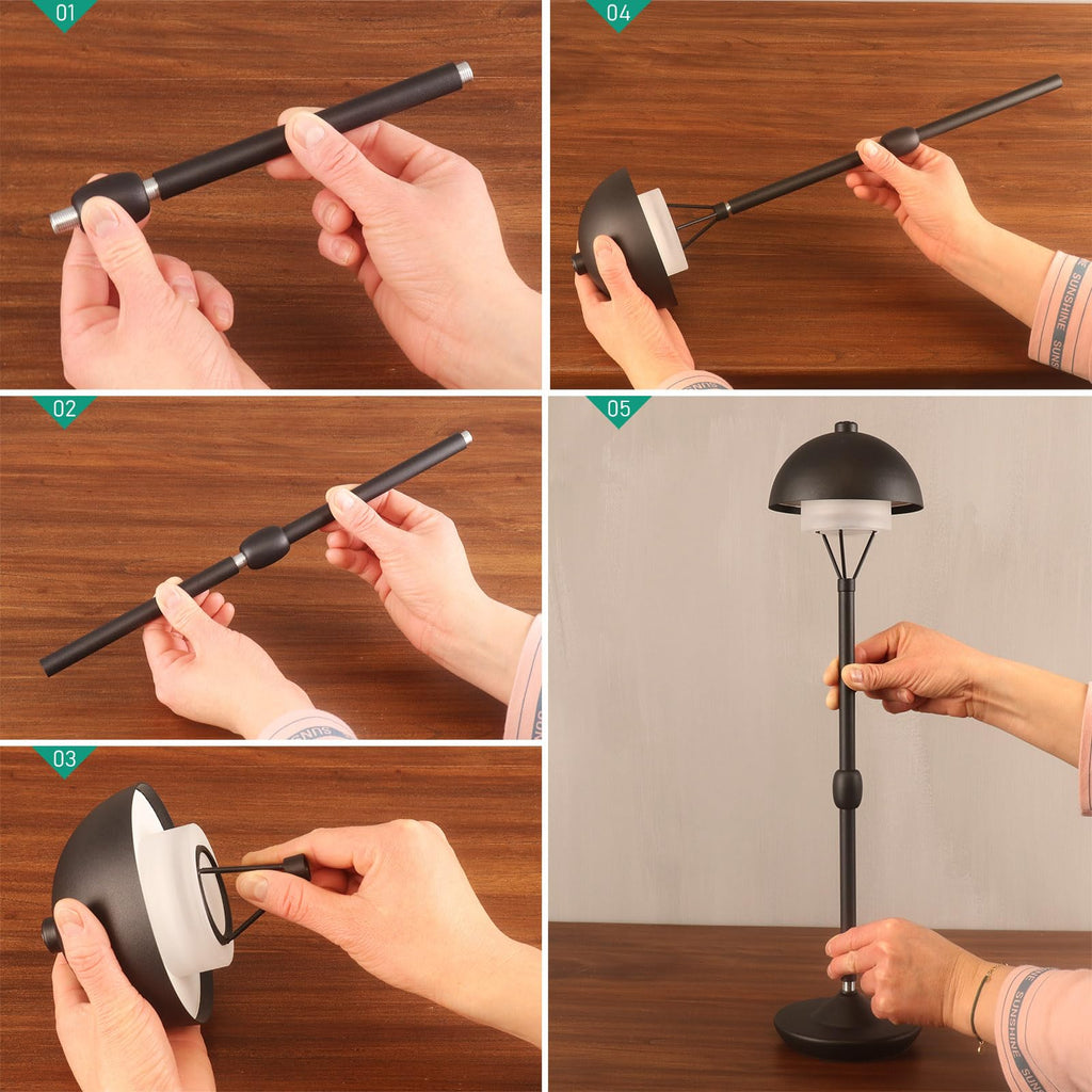 Modern Table Lamp Cordless Portable Desk Lamp, 2700K Stepless Dimming Rechargeable Battery Operated LED Lights for Bedroom, USB-C Charging, Restaurant/Bar/Night Light/Gifts (Sand Black)