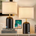 Touch Control Table Lamps Set of 2, Black Bedside Lamps for Bedroom
