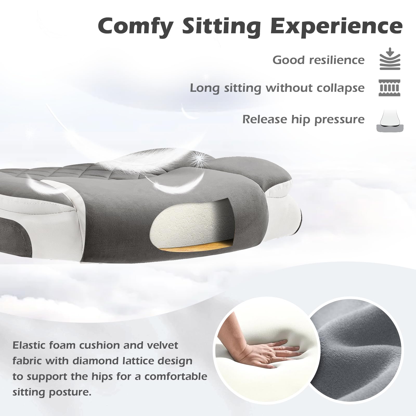Office Chair Linen Fabric Ergonomic Executive Computer Desk Chairs Small Cute Rolling Task Chairs for Teens&Adults,Gray