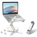 Rotating Laptop Stand, Adjustable Height & Angle, Ergonomic Metal Riser for Desk Collaborative Work, Fully Foldable for Easy Storage, Fits All MacBook & Laptops up to 16 inches, Silver