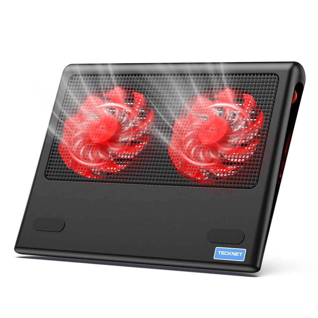 Laptop Cooling Pad - 12"-15.6" Laptops Cooler, Powerful Cooler and Ultra Quiet for Gaming Laptops Pad, 2 Wind Speed Adjustable, USB A & C Powered Cooler Stand with Laptop Fan LED (Red)