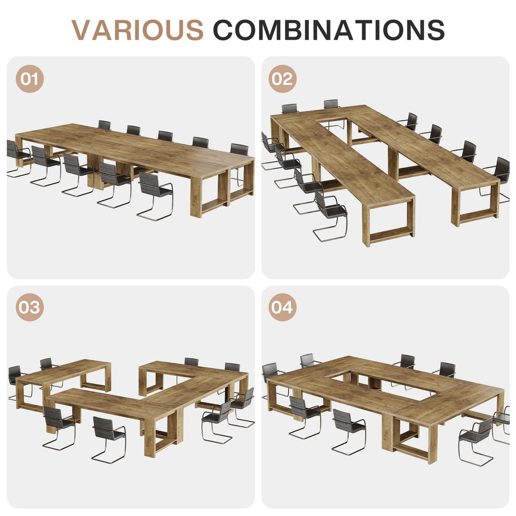 7 ft Conference Table for 6 to 8 People, Modern Rectangle Meeting Room Desk for Boardroom, Home Office (1, Oak)