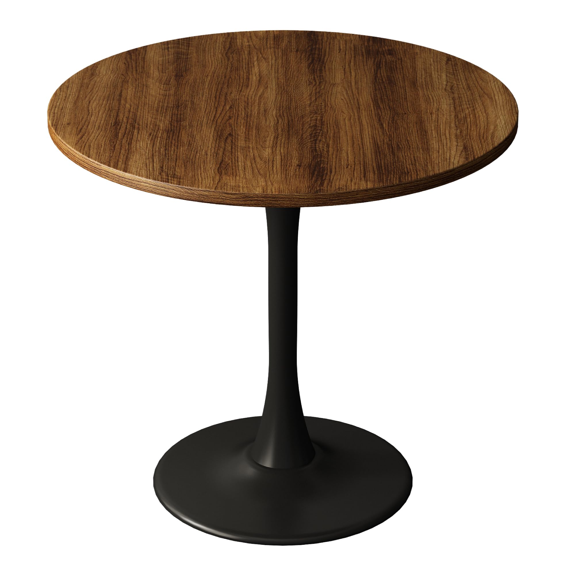 Kasinali Round Dining Table 30" Circle Tulip Table with Wood Thickened Tabletop & Sturdy Metal Pedestal Mid Century Modern Farmhouse Kitchen Tables for 4 Small Places Living Room Cafe,Somber Walnut