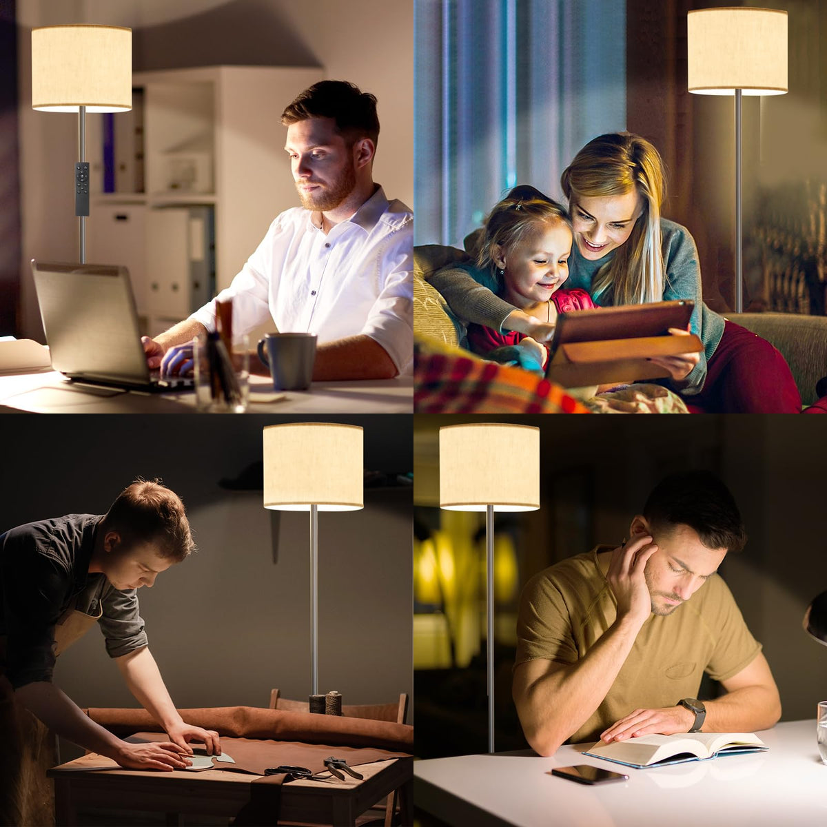 Dimmable Floor Lamps for LivingRoom with 12W LED Bulb,Foot Switch