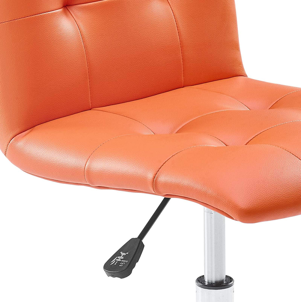 Prim Ribbed Armless Mid Back Swivel Conference Office Chair In Orange