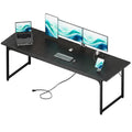 79 Inch Large Computer Desk with Power Outlet, Extra Long Desk for Home Office & Gaming, Spacious Writing Table for Study and Crafting, Black