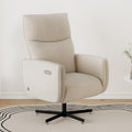 Power Swivel Recliner Chair, Modern Electric with USB & Type-C Ports, Upholstered Velvet Swivel Recliner Chair, 360° Swivel for Office & Living Room, Easy Assembly (Beige)