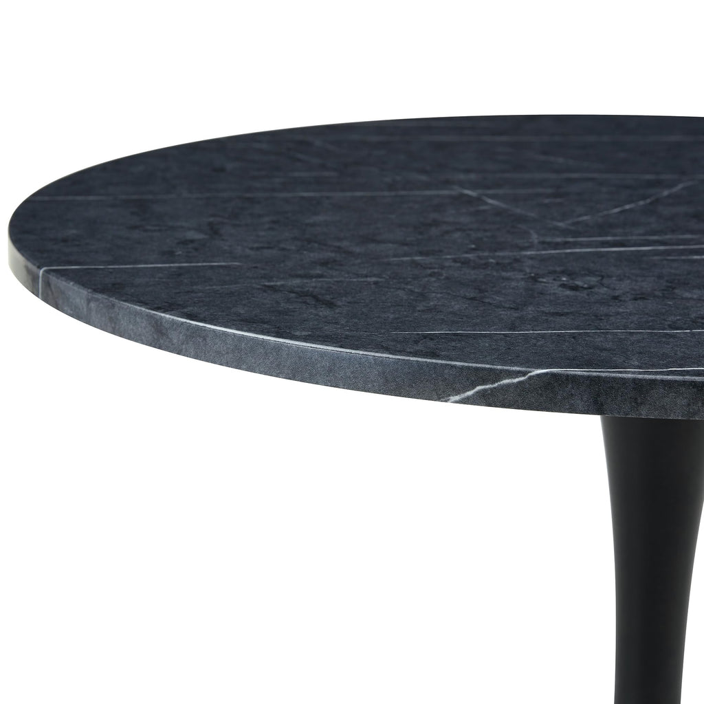 Round Tulip Dining Table, 31.5" Circle Tulip Table with Thickened Tabletop & Metal Pedestal, Mid Century Modern Bistro Table for Kitchen, Small Places, Living Room