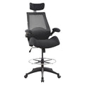 Drafting Tall Office Chair 400lbs High Back Wide Standing Desk Chair Comfortable with Flip up Armrests Lumbar Support Adjustable Big Footrest Ring(Black)