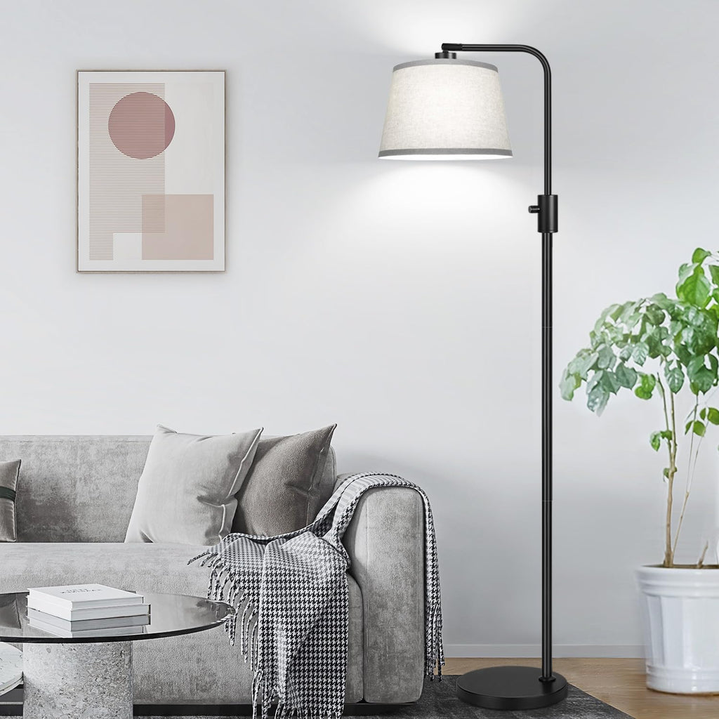 Floor Lamp, 1000 Lumens LED Edison Bulb Included, Arc Floor Lamps for Living Room Modern Standing Lamp with Gray Shade, Tall Lamps for Living Room Bedroom Office Dining Room
