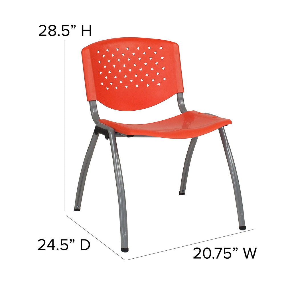 HERCULES -5 Pack 880 lb. Capacity Orange Plastic Stack Chair | Comfortable Seating with Durable Design
