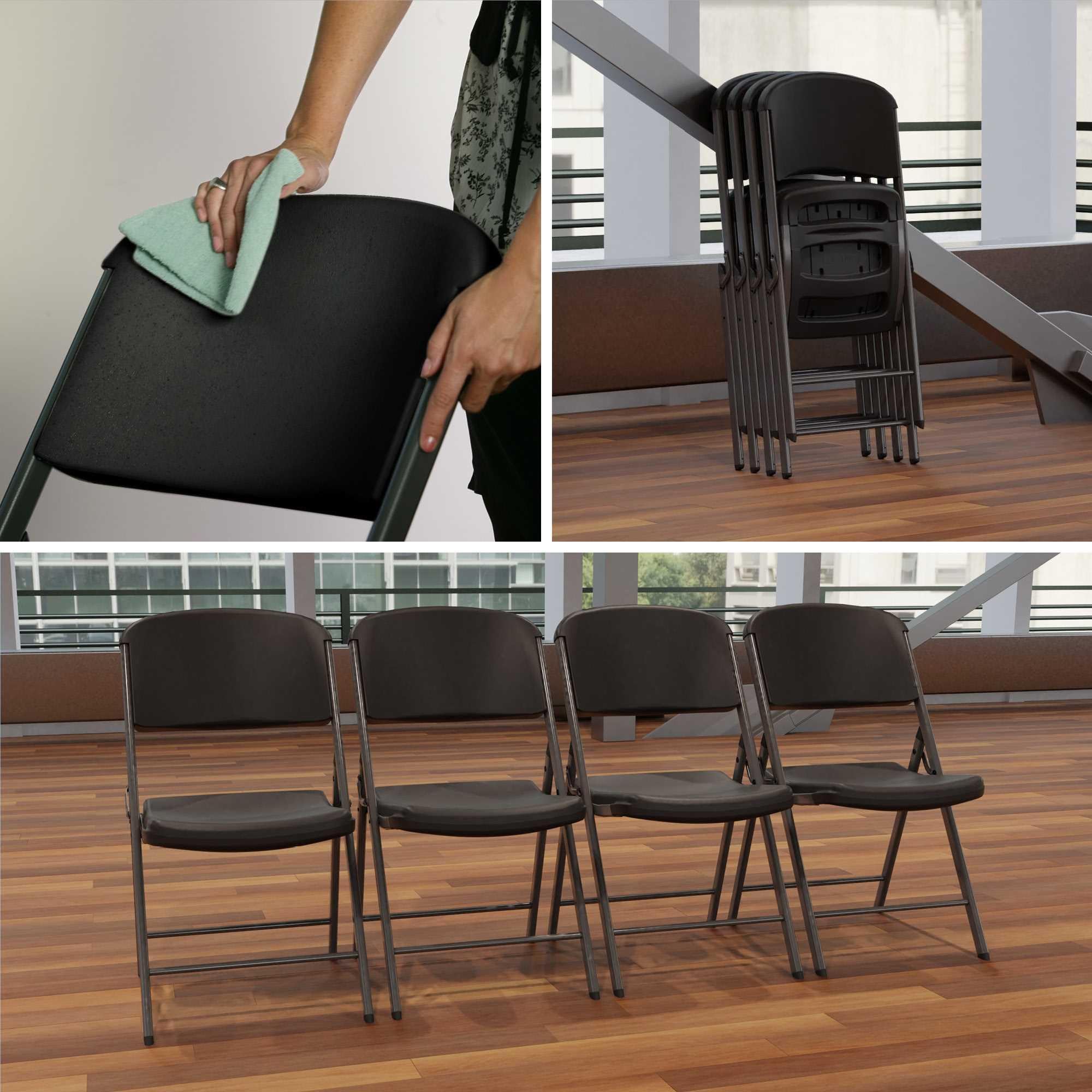 4 Pack, Commercial Grade Folding Chair,  Black