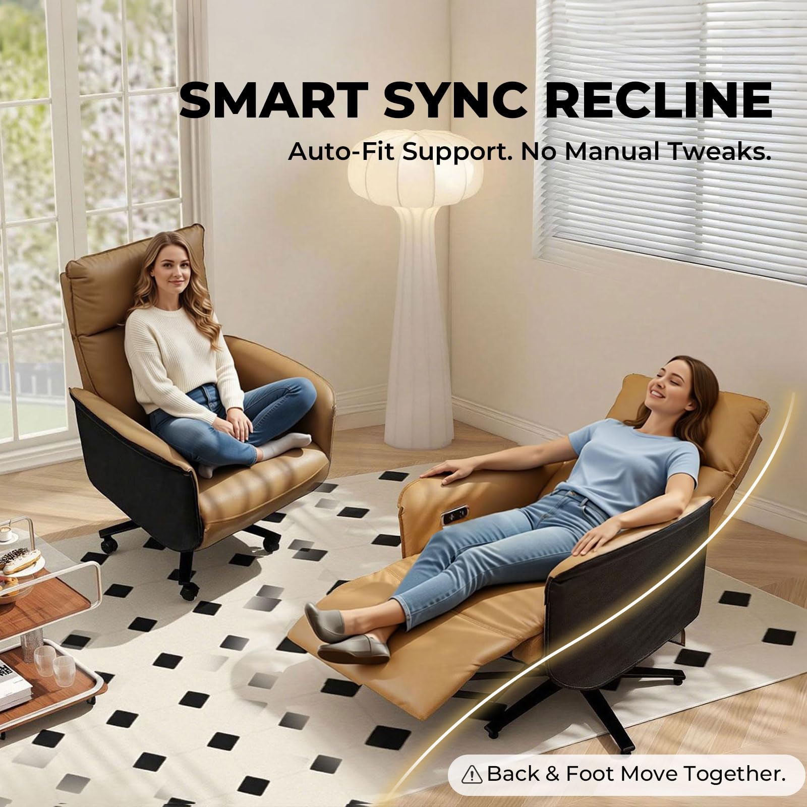 Ergonomic Executive Recliner, Adjustable Electric Office Chair 90-155° with Footrest, 4-Position Headrest, 300LBS Heavy Duty, 2-in-1 Base Swivel Desk Chair w/USB, Brown & Black PU Leather