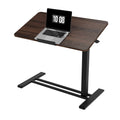 H7 PRO Mobile Standing Desk Adjustable Overbed Table Pneumatic with Wheels 90°Tiltable Portable Laptop Desk Rolling Computer Cart Foldable Bedside Table(31.5" W x 17.7" D, Rustic Brown)