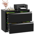 Lateral File Cabinet 2 Drawer, Black Metal File Cabinets for Home Office, Locking File Cabinet for Letter/Legal/F4/A4 Size, Easy Assembly