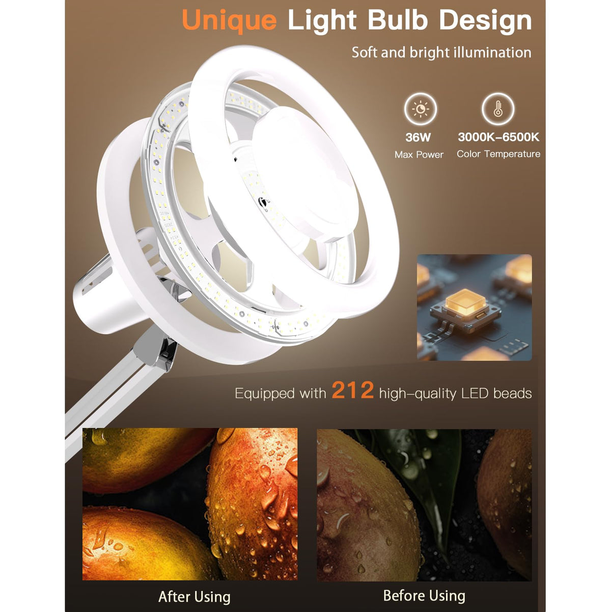 36W Floor Lamp with Flexible Arm, 3 Colors Ring Light with Heavy-Duty Base & Remote, Standing Lamp for Living Room/Workspace/Tattoo/Live Streaming/TikTok/YouTube/Photography