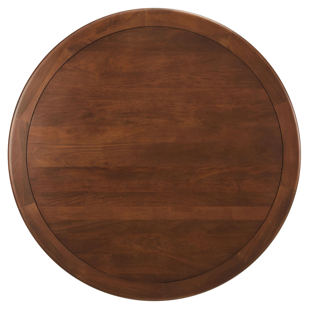 Modway Lippa 60 Inch Round Wood Dining Table with Metal Pedestal in Black Walnut - Modern Industrial Dining Table for 6 People - Solid Wood Tulip Kitchen Table