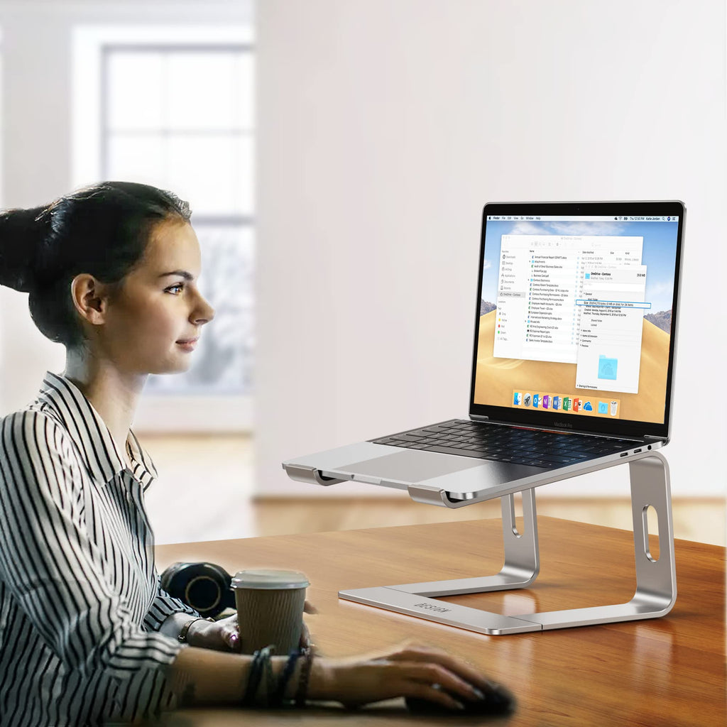 Aluminum Laptop Stand, Ergonomic Detachable Computer Stand, Notebook Riser, Laptop Mount Compatible with Air, Pro, Dell, HP, Lenovo More 10-15.6" Laptops, Silver