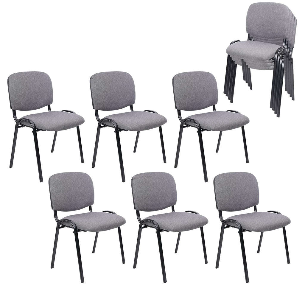 Set of 10 Stackable Waiting Room Chairs, Armless No Wheels Reception Chair with Upholstered Seat, Guest Chairs for Conference, Breakroom, Lobby, Events, Church, School, Hall, Hotel (Grey)