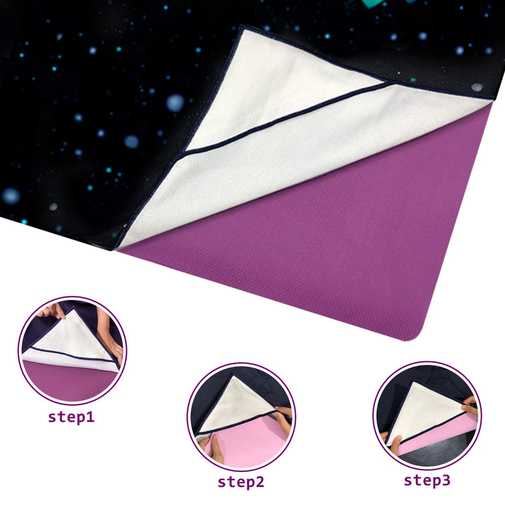 Non Slip Hot Yoga Towel, 100% Microfiber Non Slip Yoga Mat Towel for Hot Yoga, Pilates and Fitness, Exclusive Corner Pockets Design + Free Spray Bottle