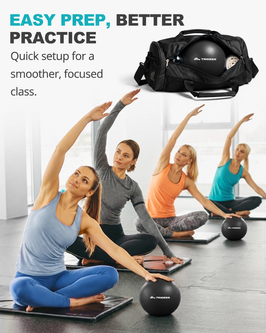 9-Inch Pilates Ball, Small Exercise Ball Pilates Equipments for Yoga, Physical Therapy, Pregnancy, Postpartum, Core Training, Balance, Stability and Stretching, Black