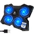 Laptop Cooling Pad - More Than 500 000 Units Sold - New Version - The Most Powerful Rapid Action Cooling Fan - Laptop Stand with 4 Cooling Fans at 1200 RPM - USB Fan - PS5 PS4 - Blue