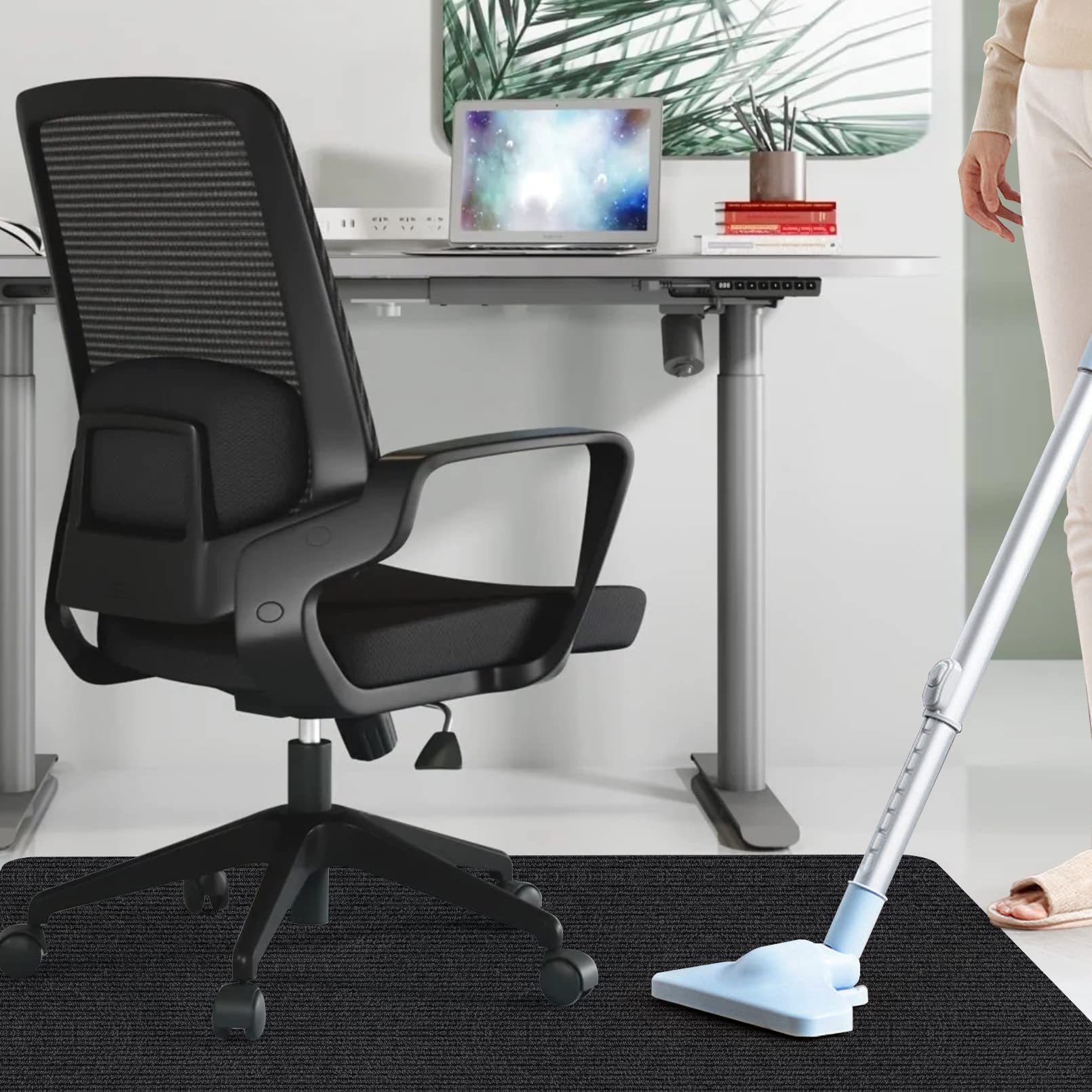 Office Chair Mat for Hardwood Floor,Office Computer Gaming Chair Mat for Tile Floor,Large Floor Protector Rug,Anti-Slip,Easy to Clean,Pure Black(48"x36")