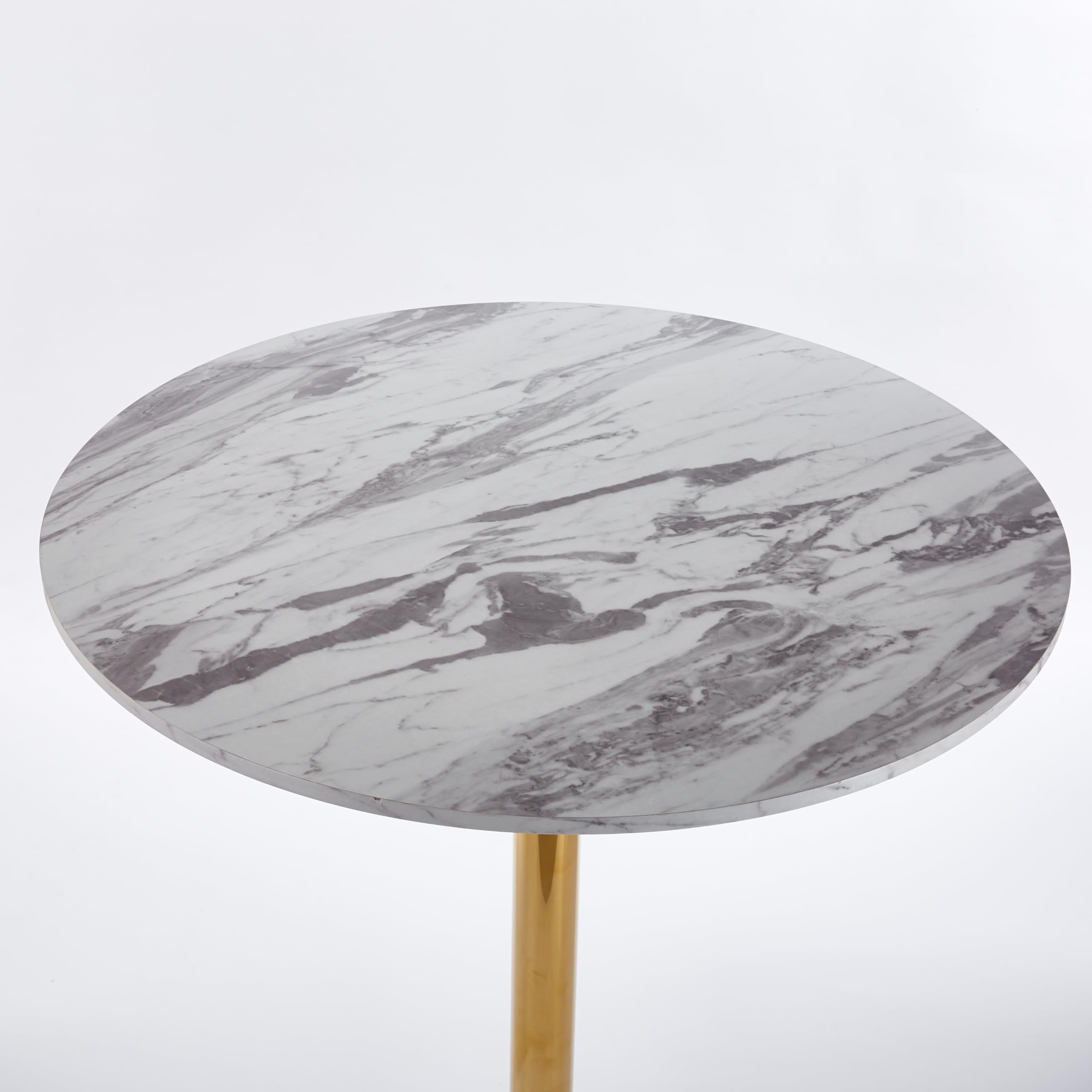 31.5" Round Tulip Dining Table, Mid-Century Tulip Table Kitchen Tulip Dining Table 2 People with Faux Marble Table Top & Metal Base for Office Living Room