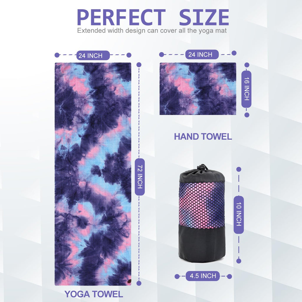 Non Slip Hot Yoga Mat Towel with Grip Dots, 72" x 24"