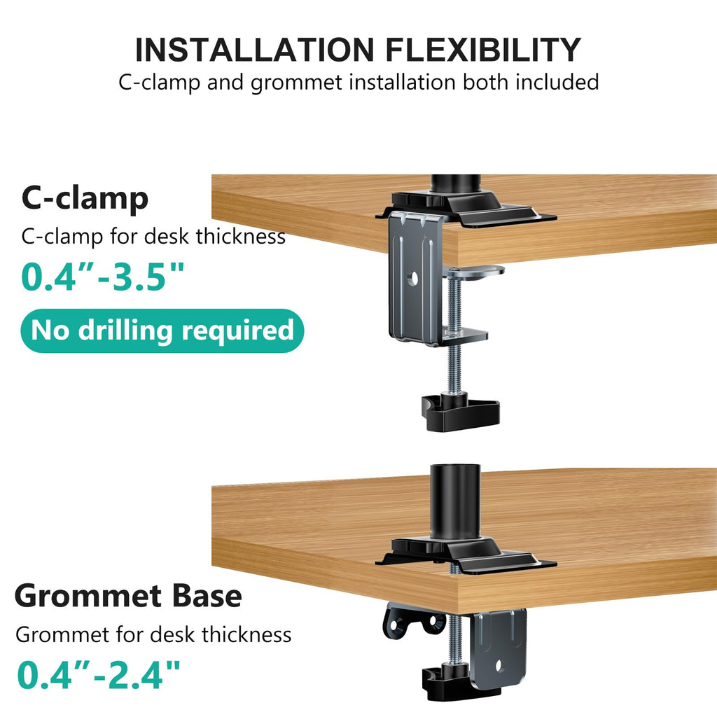 Laptop Desk Mount for 17 inch Notebook, Adjustable Single Monitor Arm with Laptop Holder for 32 inch Screen, Laptops Stand with Ventilated Tray, Up to 22 lbs, (M00LP), Black
