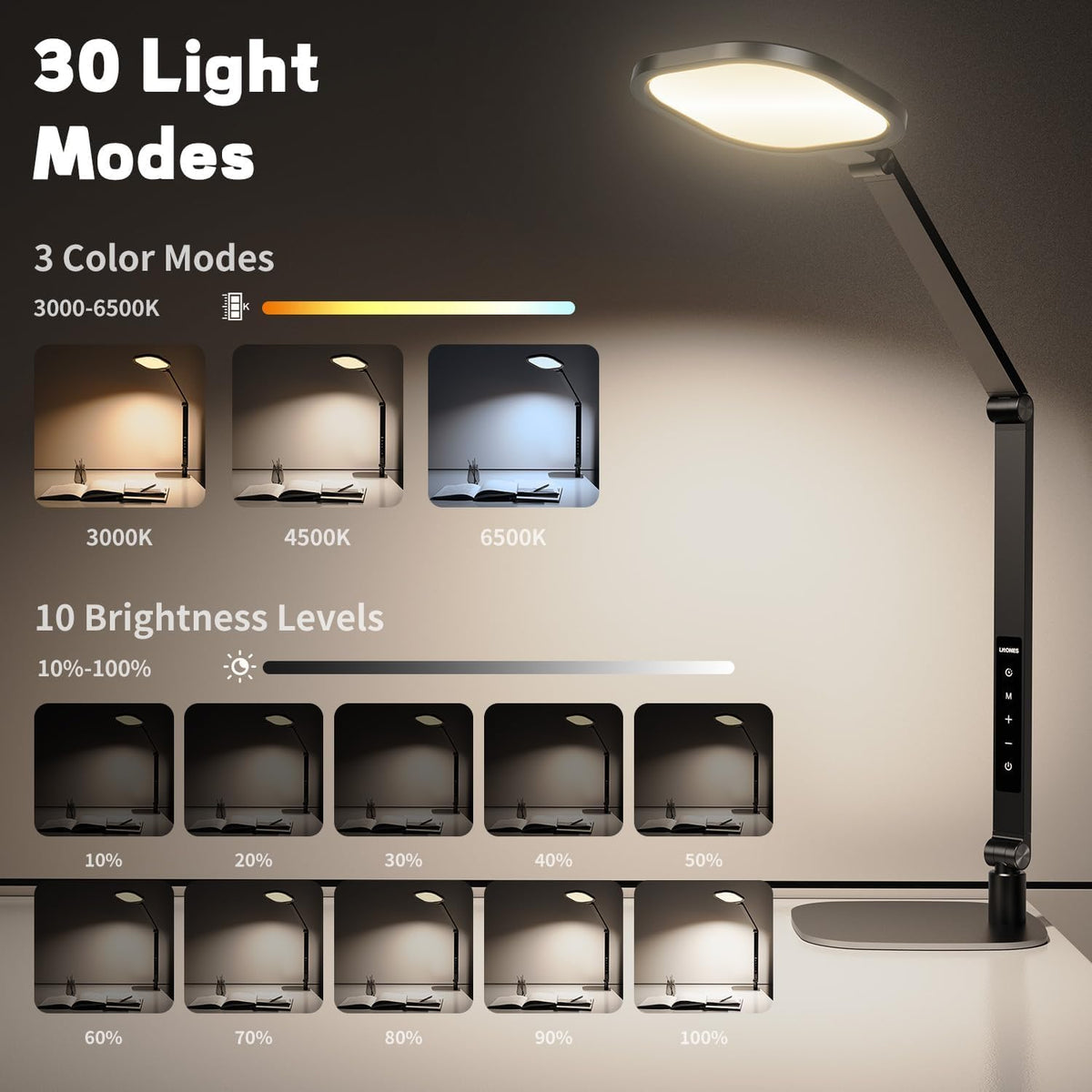 LED Desk Lamp for Home Office, Soft Edge-lit Design, Modern Style