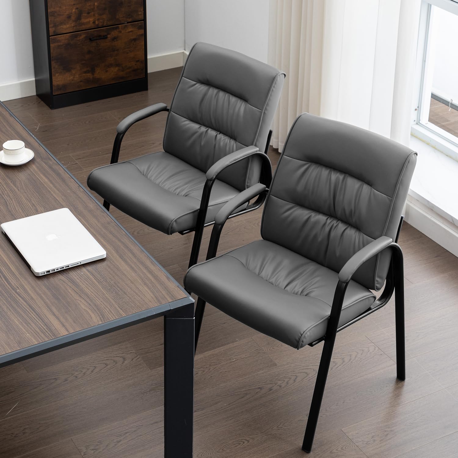 Office Guest Reception Chair Set of 8, Conference Room Chairs Waiting Room Chairs 8 Pack, Modern Leather Office Desk Chair No Wheels.