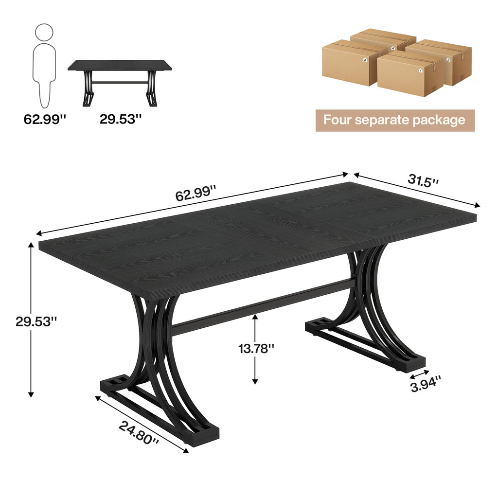10.5FT Conference Table, Modern Meeting Table for 8-10 People, Rectangle Seminar Boardroom Table for Office Conference Room with Stylish Legs (4, Black)