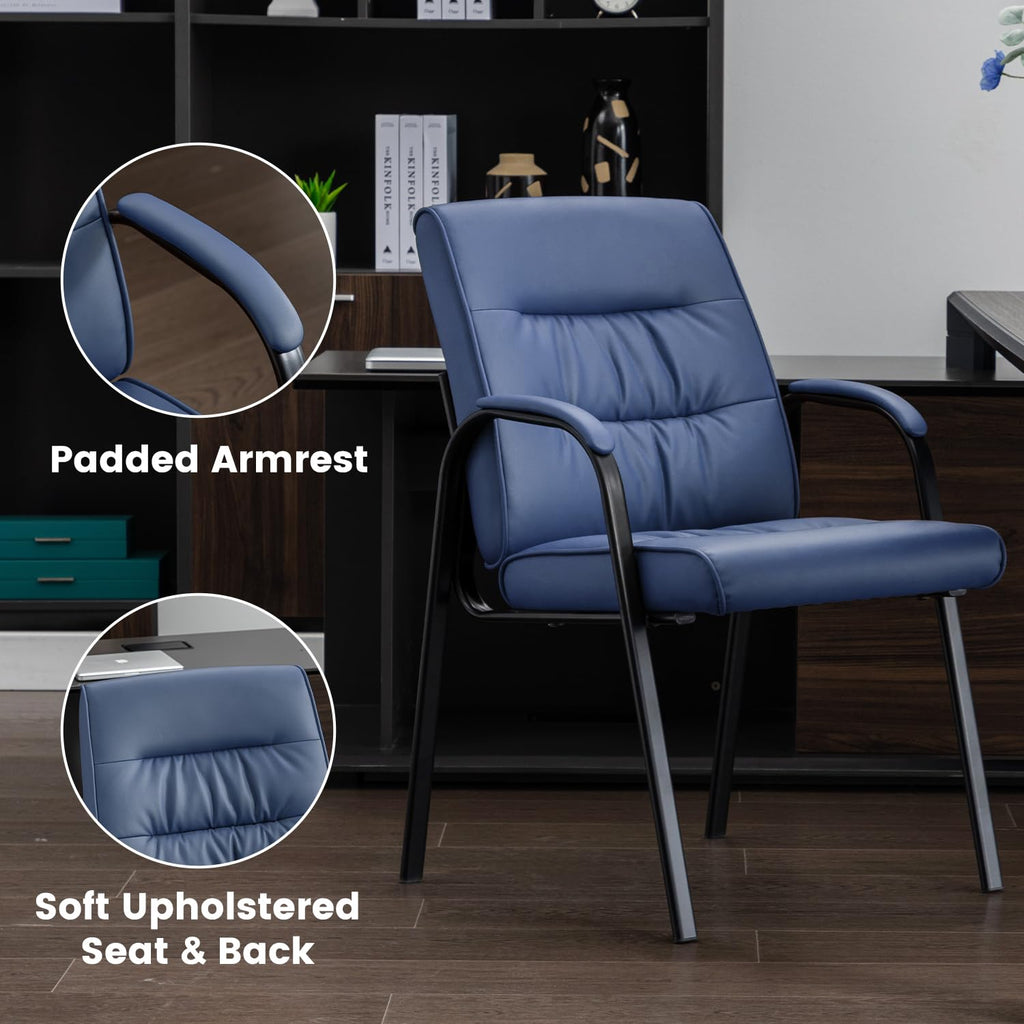 Office Guest Reception Chair Set of 8, Conference Room Chairs Waiting Room Chairs 8 Pack, Modern Leather Office Desk Chair No Wheels.