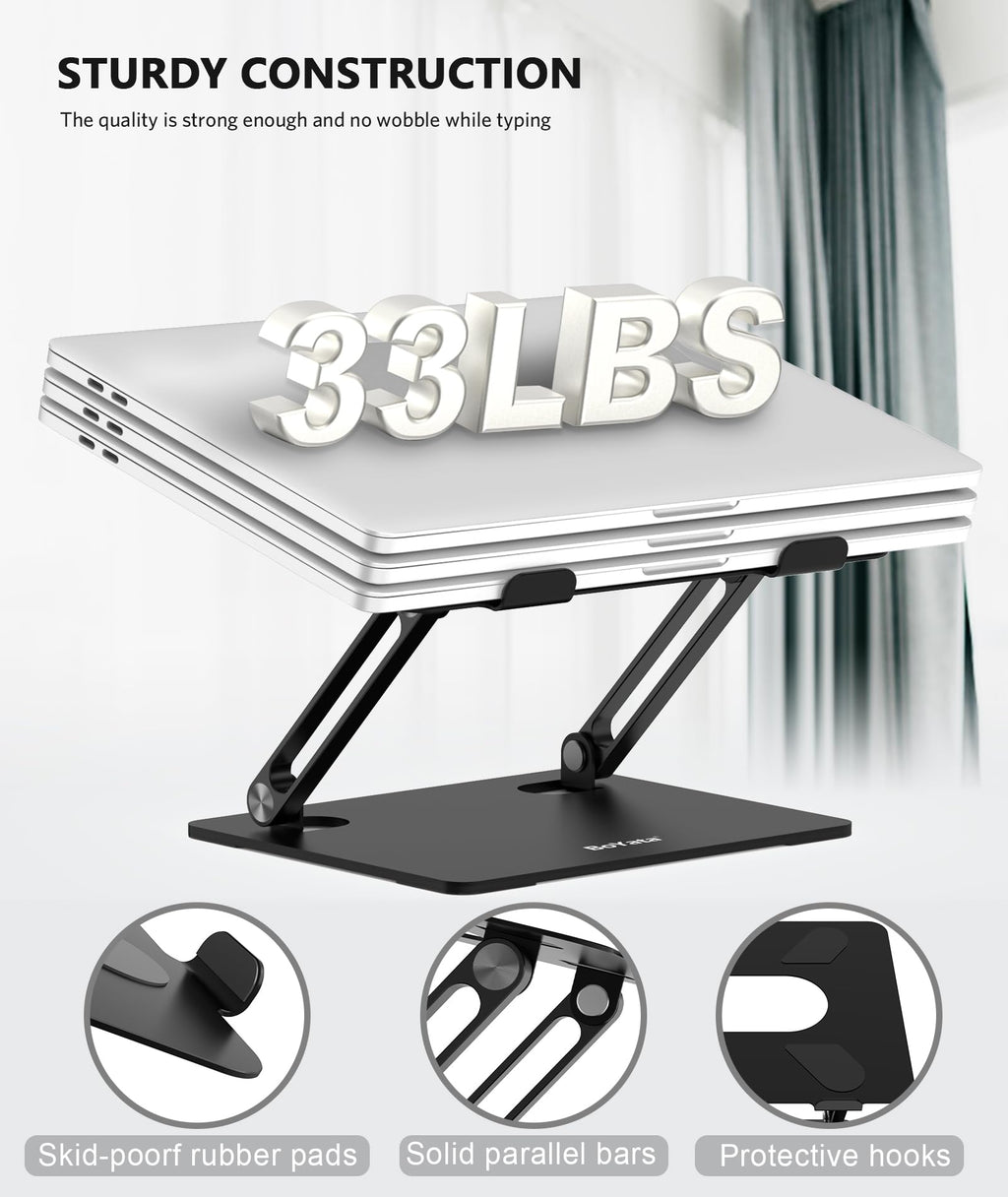 Laptop Stand, Laptop Holder, Multi-Angle Stand with Heat-Vent, Adjustable Notebook Stand for Laptop up to 17 inches, Compatible for MacBook Pro/Air, Surface Laptop, and so on (Black)