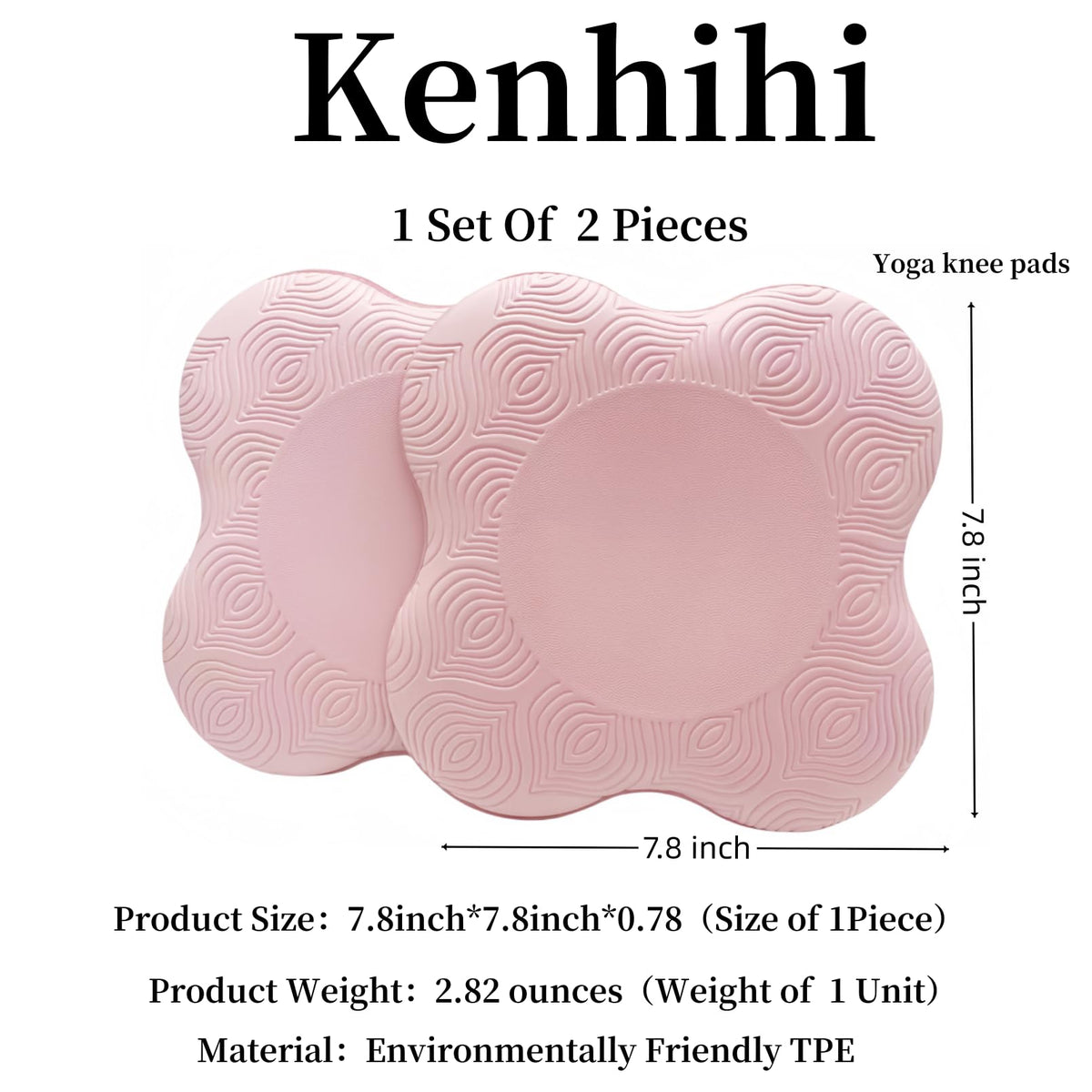 Yoga Knee Guards (Set of 2) - Male and Female Yoga Props and Accessories for Fitness, Travel, Meditation, Kneeling, Balance, Floor, Pilates Pads for Knee and Elbow (Pink)
