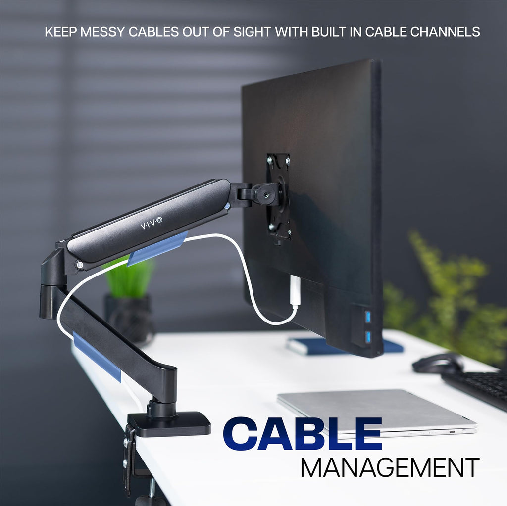 Single Monitor Stand, Fully Adjustable Arm for 17 to 32 inch Screen, Mechanical Articulating Desk Mount, Gaming and Office Setups, VESA 75x75, 100x100, Max 19.8 lbs, Classic, Black, STAND-V001O