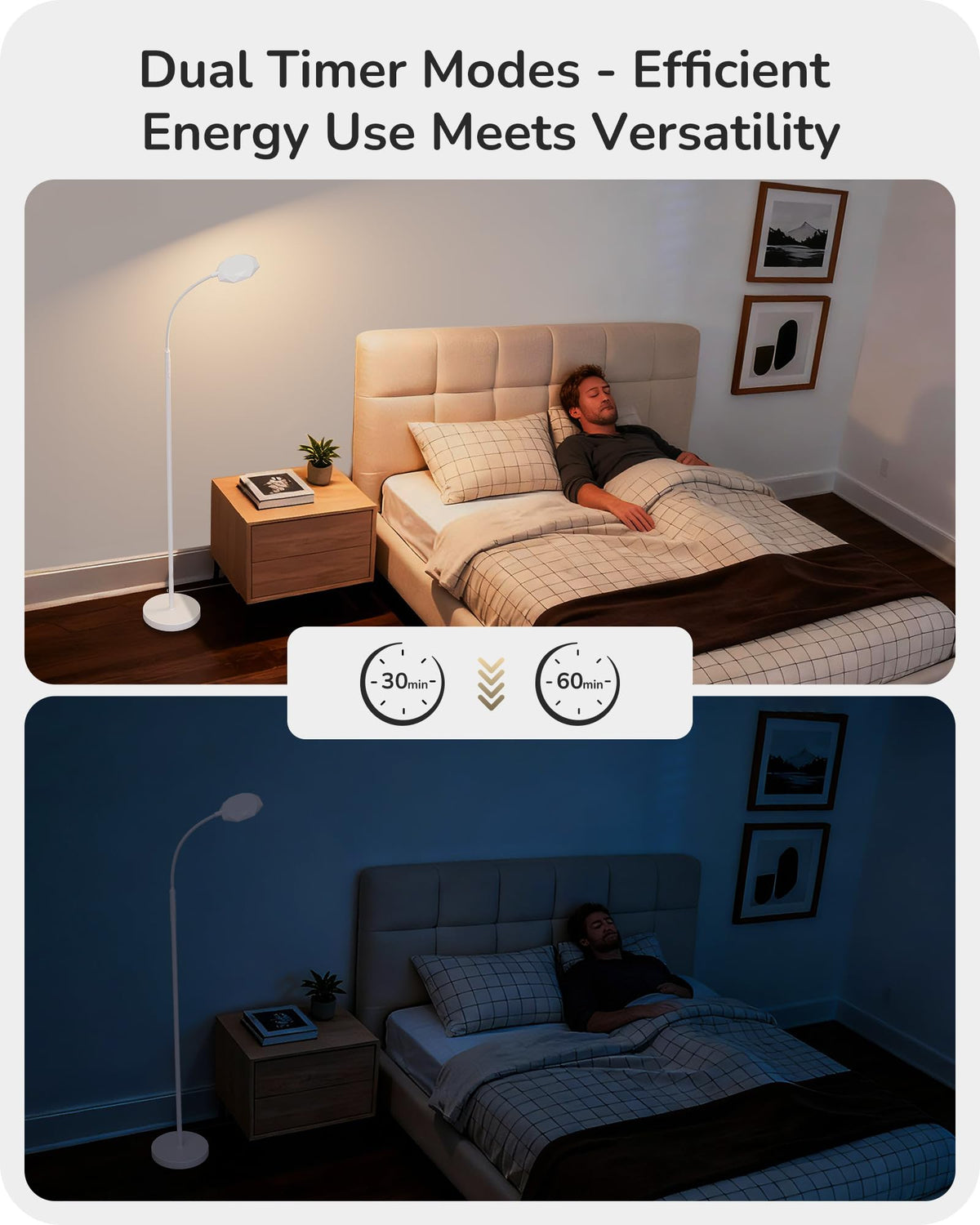 Gooseneck Floor Lamp 1300LM LED Floor Lamps for Living Room White