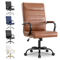 Office Desk Chair,Modern Leather Conference Room Chairs,High Back Home ofiice Chair,Adjustable Height Swivel Executive Computer Chair with Armrest and Padded Seat,Brown with Black Frame
