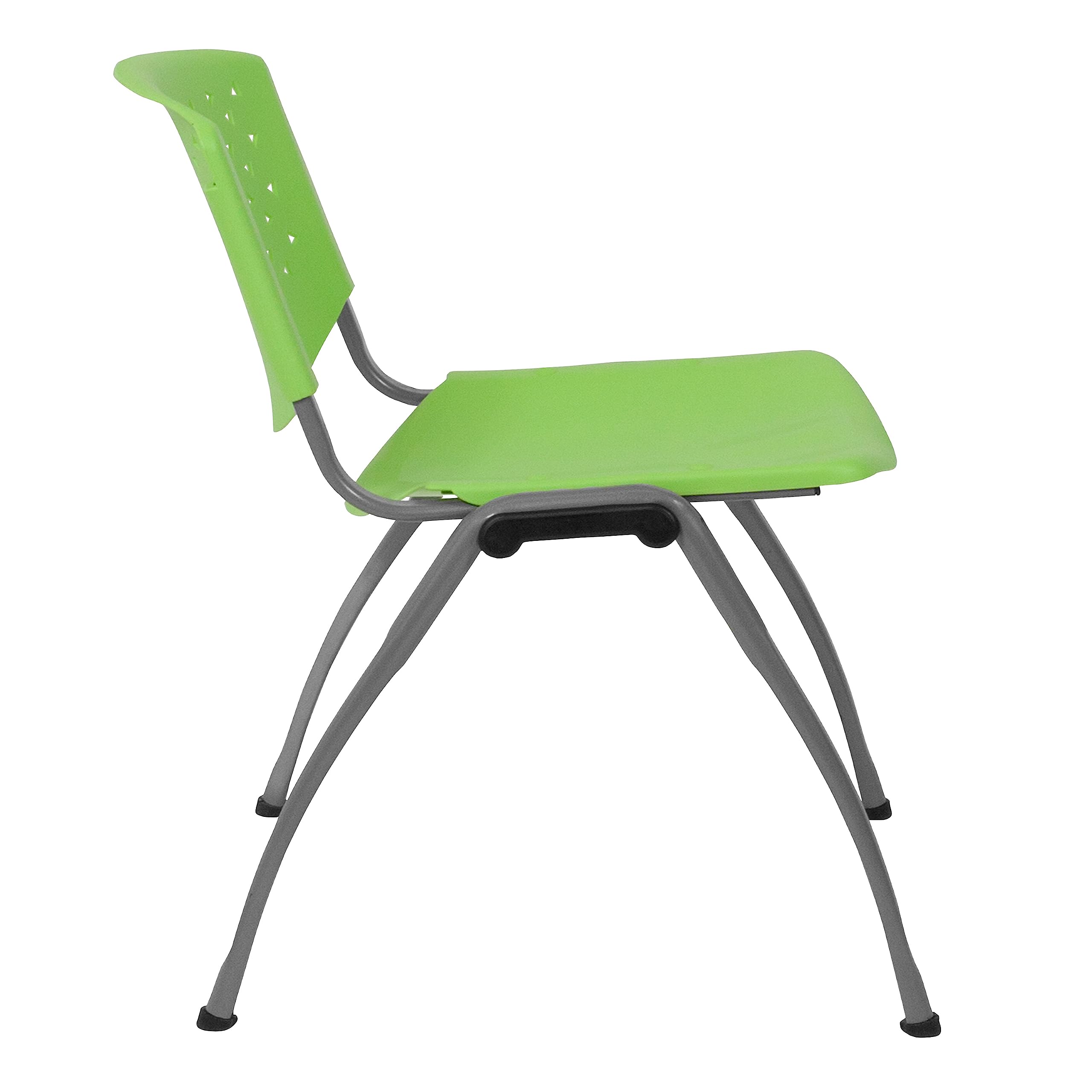 HERCULES -5 Pack 880 lb. Capacity Green Plastic Stack Chair | Comfortable Seating with Durable Design